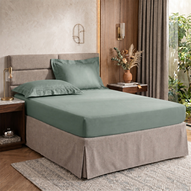 Roupa de Cama Lençol King Pádua 400 Fios Egípcio 100% Algodão Bordado Ponto Ajour 03 Peças - Verde