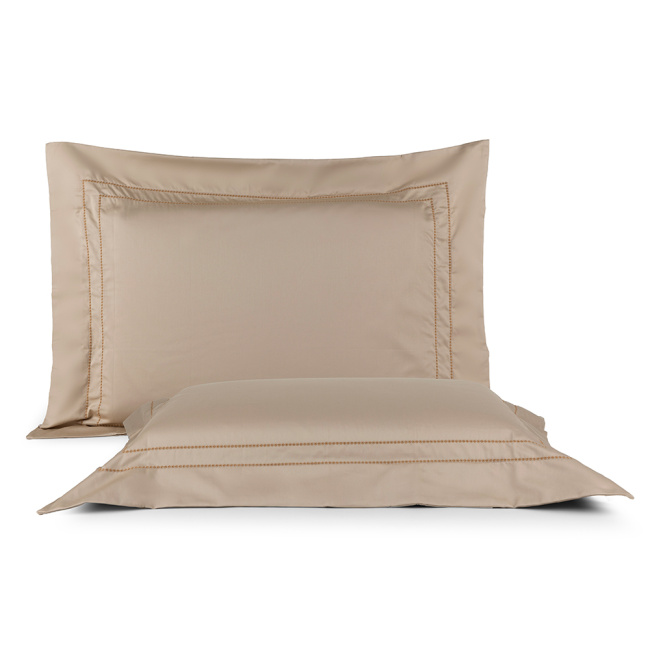 Roupa de Cama Lençol Queen Pádua 400 Fios Egípcio 100% Algodão Bordado Ponto Ajour 03 Peças - Cáqui