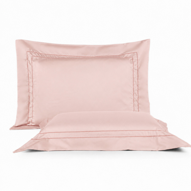 Roupa de Cama Lençol Queen Pádua 400 Fios Egípcio 100% Algodão Bordado Ponto Ajour 03 Peças - Rosa Chá