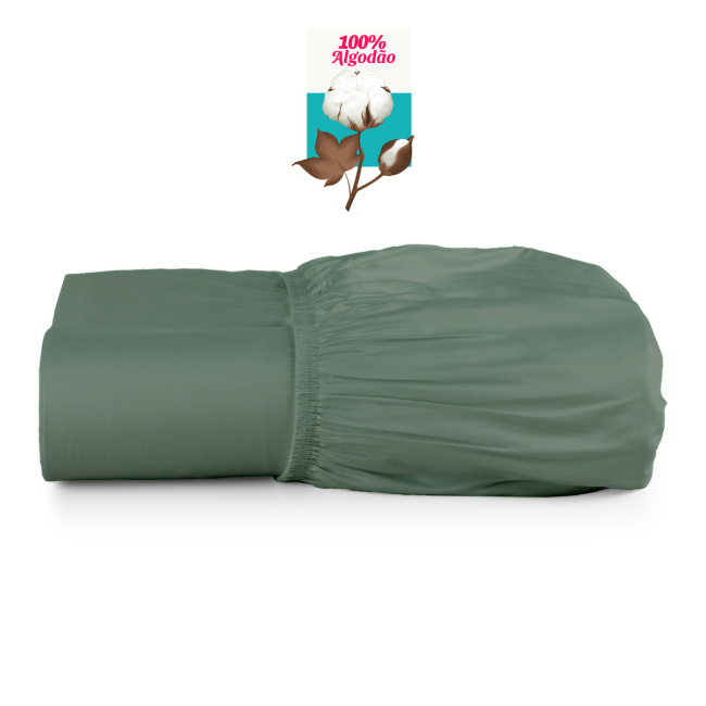Roupa de Cama Lençol Queen Pádua 400 Fios Egípcio 100% Algodão Bordado Ponto Ajour 03 Peças - Verde