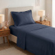 Roupa de Cama Lençol Solteiro King Pádua 400 Fios Egípcio 100% Algodão Bordado Ponto Ajour 03 Peças - Azul