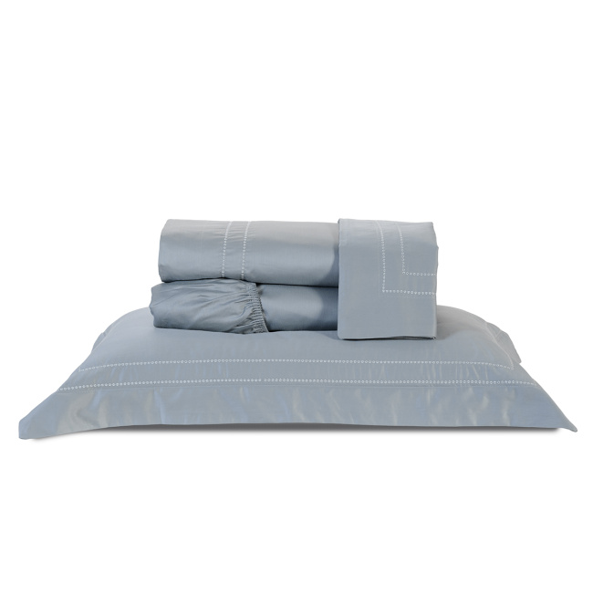 Roupa de Cama Lençol Solteiro King Pádua 400 Fios Egípcio 100% Algodão Bordado Ponto Ajour 03 Peças - Concreto