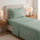 Roupa de Cama Lençol Solteiro King Pádua 400 Fios Egípcio 100% Algodão Bordado Ponto Ajour 03 Peças - Verde