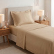 Roupa de Cama Lençol Solteiro Pádua 400 Fios Egípcio 100% Algodão Bordado Ponto Ajour 03 Peças - Cáqui