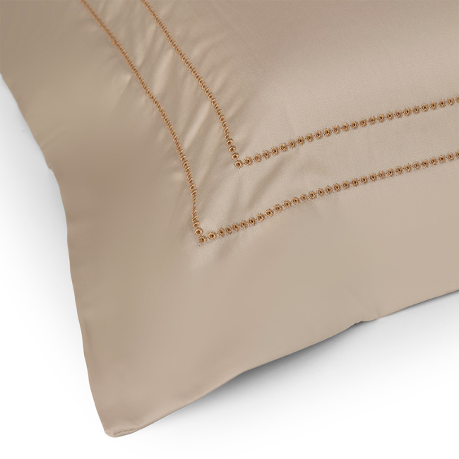 Roupa de Cama Lençol Solteiro Pádua 400 Fios Egípcio 100% Algodão Bordado Ponto Ajour 03 Peças - Cáqui