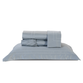 Roupa de Cama Lençol Solteiro Pádua 400 Fios Egípcio 100% Algodão Bordado Ponto Ajour 03 Peças - Concreto