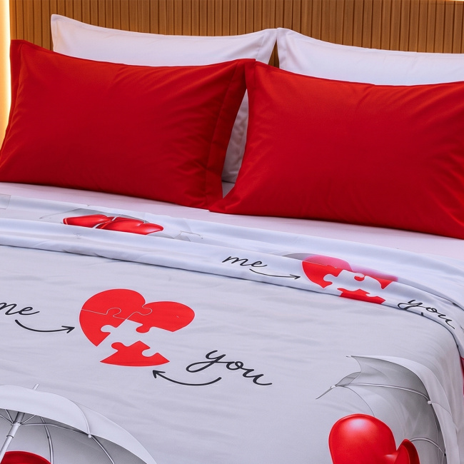 Roupa de Cama Padrão Enlace Percal 400 Fios 2,20m x 2,60m 04 Peças - Lovely