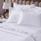 Roupa de Cama Queen Bordada Monet 400 Fios Egípcios 100% Algodão 04 Peças - Branco