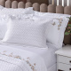 Roupa de Cama Queen Bordada Monet 400 Fios Egípcios 100% Algodão 04 Peças - Branco
