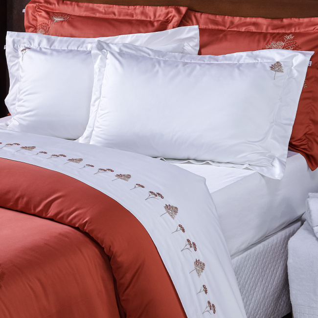 Roupa de Cama Queen Bordada Sierra 400 Fios Egípcios 100% Algodão 04 Peças - Branco
