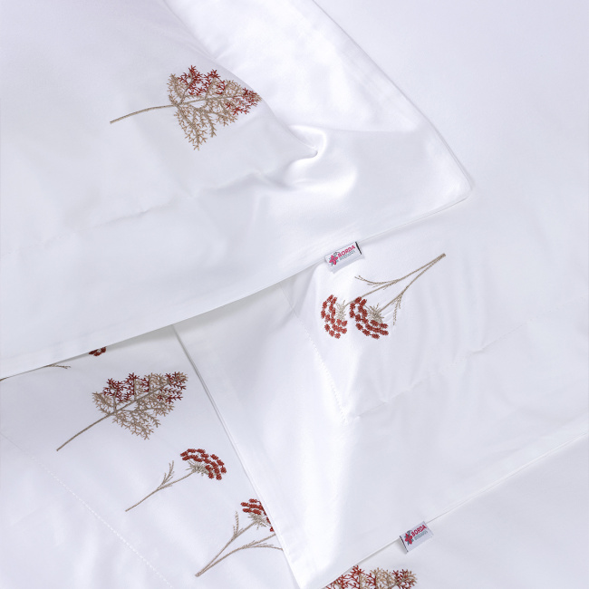 Roupa de Cama Queen Bordada Sierra 400 Fios Egípcios 100% Algodão 04 Peças - Branco