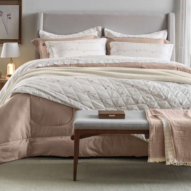 Roupa de Cama Queen Luma 300 Fios 100% Algodão Egípcio 04 Peças - Estampado / Confeccionado