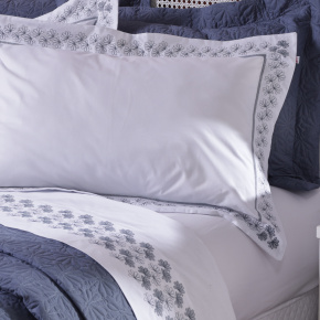 Roupa de Cama Queen Lustria 200 Fios 100% Algodão 2,60m x 2,40m 04 Peças - Azul