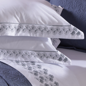 Roupa de Cama Queen Lustria 200 Fios 100% Algodão 2,60m x 2,40m 04 Peças - Azul