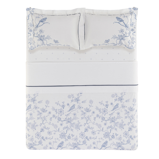 Roupa de Cama Queen Mivy Percal 200 Fios 100% Algodão 2,50m x 2,40m 04 Peças - Estampado