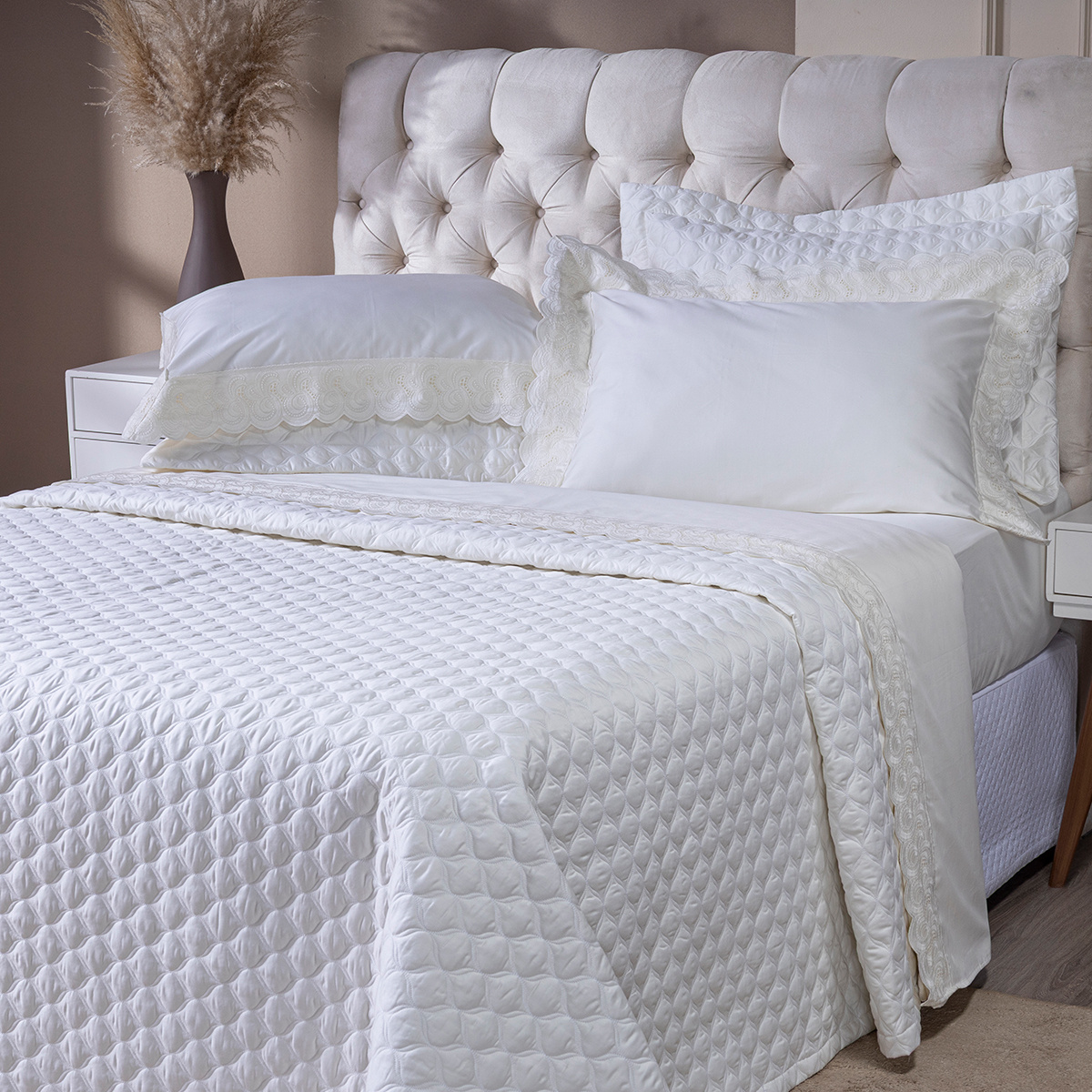 Roupa de Cama Queen Monaco 400 Fios Algodão Egípcios 04 Peças - Palha ...
