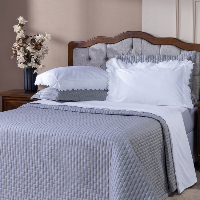 Roupa de Cama Lençol Queen Oliviéri Percal 400 Fios Egípcio Bordado 100% Algodão 04 Peças - Branco