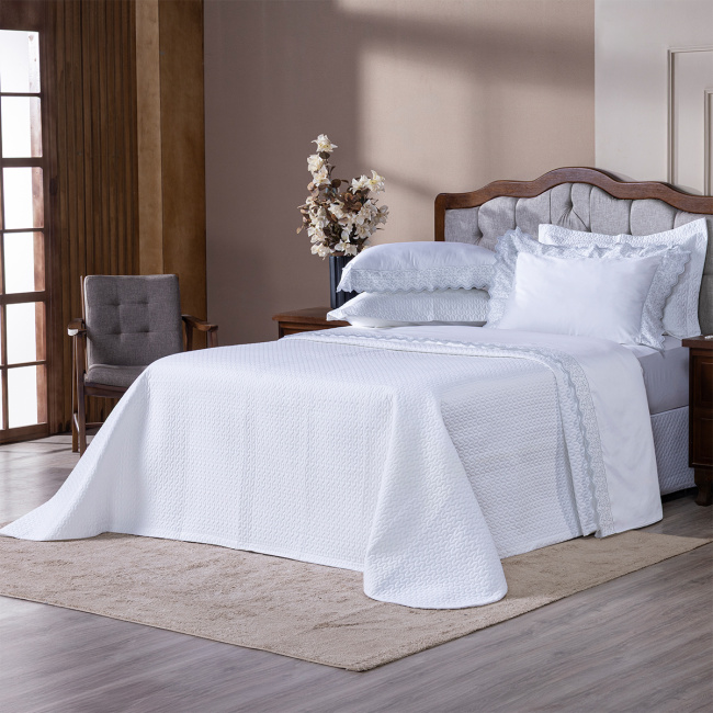 Roupa de Cama Lençol Queen Oliviéri Percal 400 Fios Egípcio Bordado 100% Algodão 04 Peças - Cinza