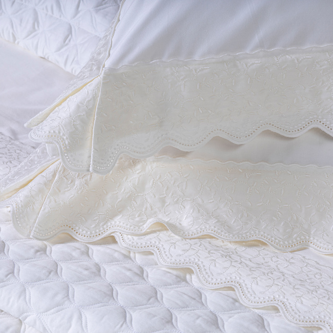 Roupa de Cama Lençol Queen Oliviéri Percal 400 Fios Egípcio Bordado 100% Algodão 04 Peças - Palha
