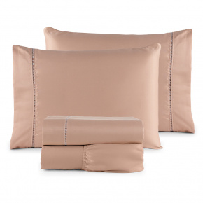 Roupa de Cama Lençol Queen Suavit Percal 400 Fios Ponto Palito 04 Peças - Rosê