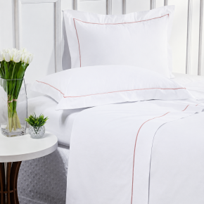 Roupa de Cama Solteiro Glass Clean em Algodão 200 Fios 3 Pcs - Branco / Rosê
