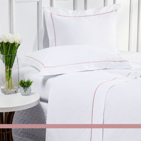 Roupa de Cama Solteiro King Glass Clean 200 Fios 100% Algodão 03 Peças - Branco / Rosê