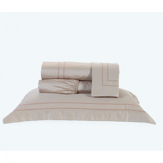 Roupa de Cama Solteiro Pádua 400 Fios Egípcio 100% Algodão 03 Peças - Cáqui