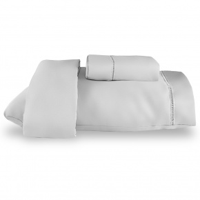 Roupa de Cama Lençol Solteiro Suavit Percal 400 Fios Ponto Palito 03 Peças - Branco