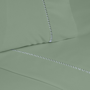 Roupa de Cama Lençol Solteiro Suavit Percal 400 Fios Ponto Palito 03 Peças - Verde