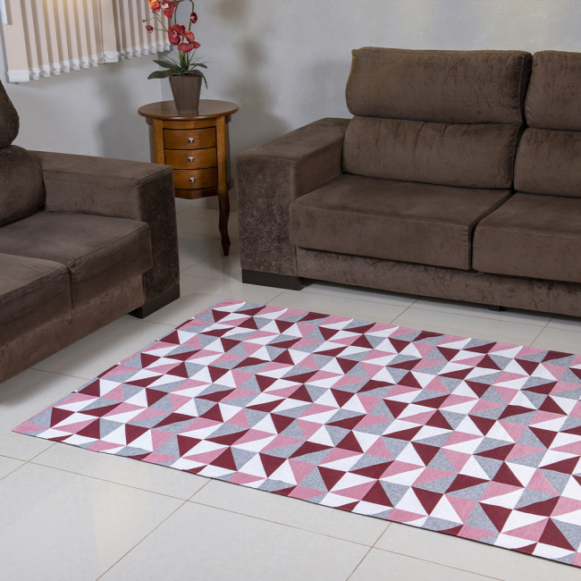 Tapete Geométrico Jacquard 1,0m x 1,36m Pratik Oásis - Ladrilho Bordô