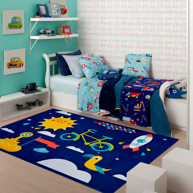 Tapete Infantil 1,40m x 1,00m Studio Mix Estampado 01 Peça - Céu Azul