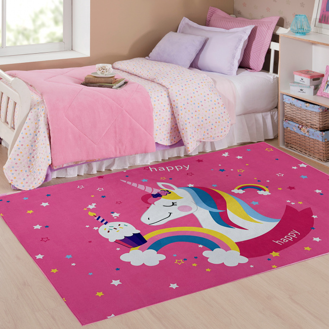 Tapete Infantil 1,40m x 1,00m Studio Mix Estampado 01 Peça - Unicornio