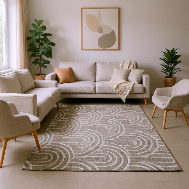 Tapete Velvet Nacar 1,40m x 2,00m 01 Peça - Sinuosa Bege