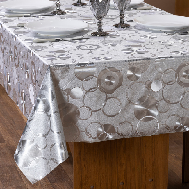 Toalha de Mesa Quadrada Térmica 4 Lugares 1,50m x 1,40m - Prata