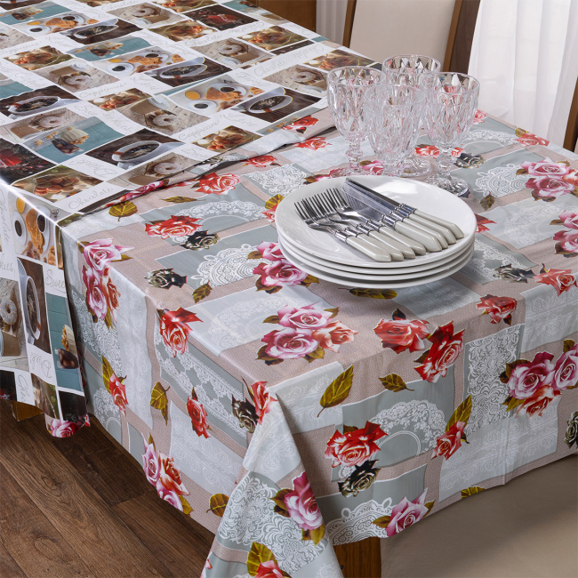 Toalha de Mesa Retangular Dupla Face 2,20m x 1,40m 6 Lugares - Cafézinho