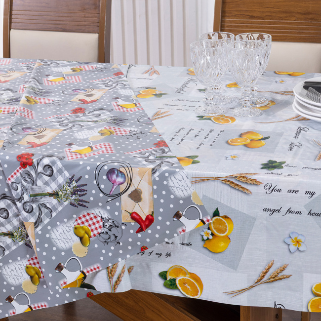 Toalha de Mesa Retangular Dupla Face 2,20m x 1,40m 6 Lugares - Laranjas