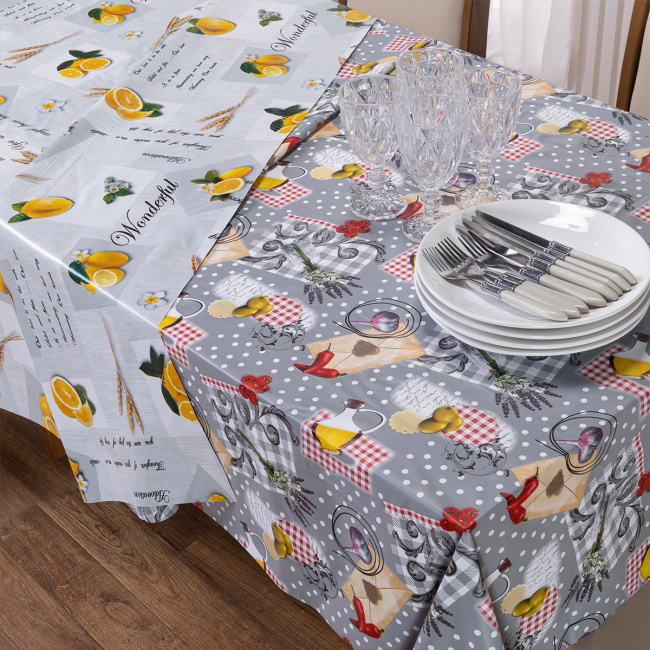 Toalha de Mesa Retangular Dupla Face 2,20m x 1,40m 6 Lugares - Laranjas