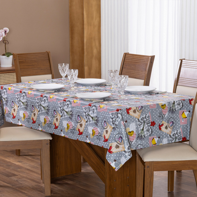 Toalha de Mesa Retangular Dupla Face 2,20m x 1,40m 6 Lugares - Laranjas