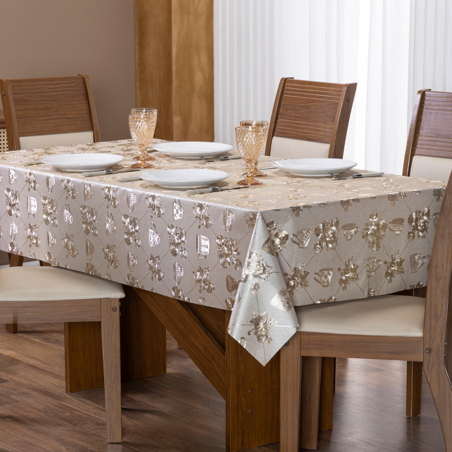 Toalha de Mesa Retangular Térmico 2,50m x 1,40m 6 a 8 Lugares - Rosas