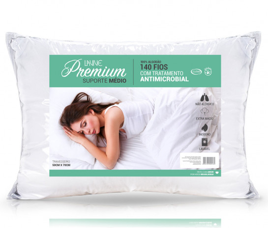 Travesseiro Siliconado Premium Suporte Médio 100% Algodão 140 Fios