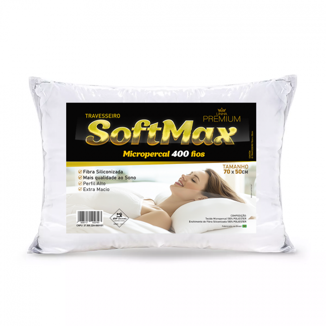 Travesseiro Softmax Micropercal 400 Fios 70cm x 50cm 02 Peças