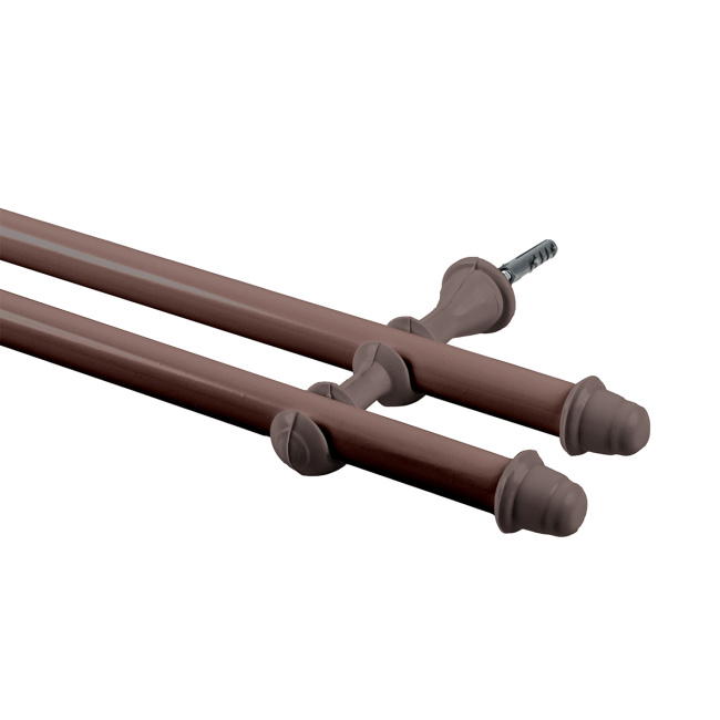 Varão Duplo para Cortina de 4 Metros Espessura 19mm - Tabaco