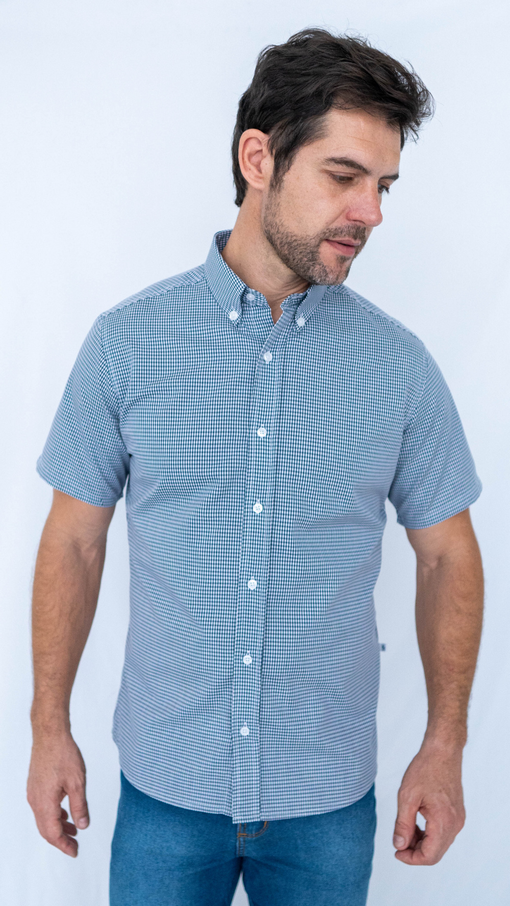 Camisa Xadrez- Azul Marinho & Branca