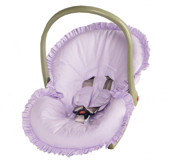 Capa para Bebê Conforto Poá Lilás + Protetor de Cinto 02 peças