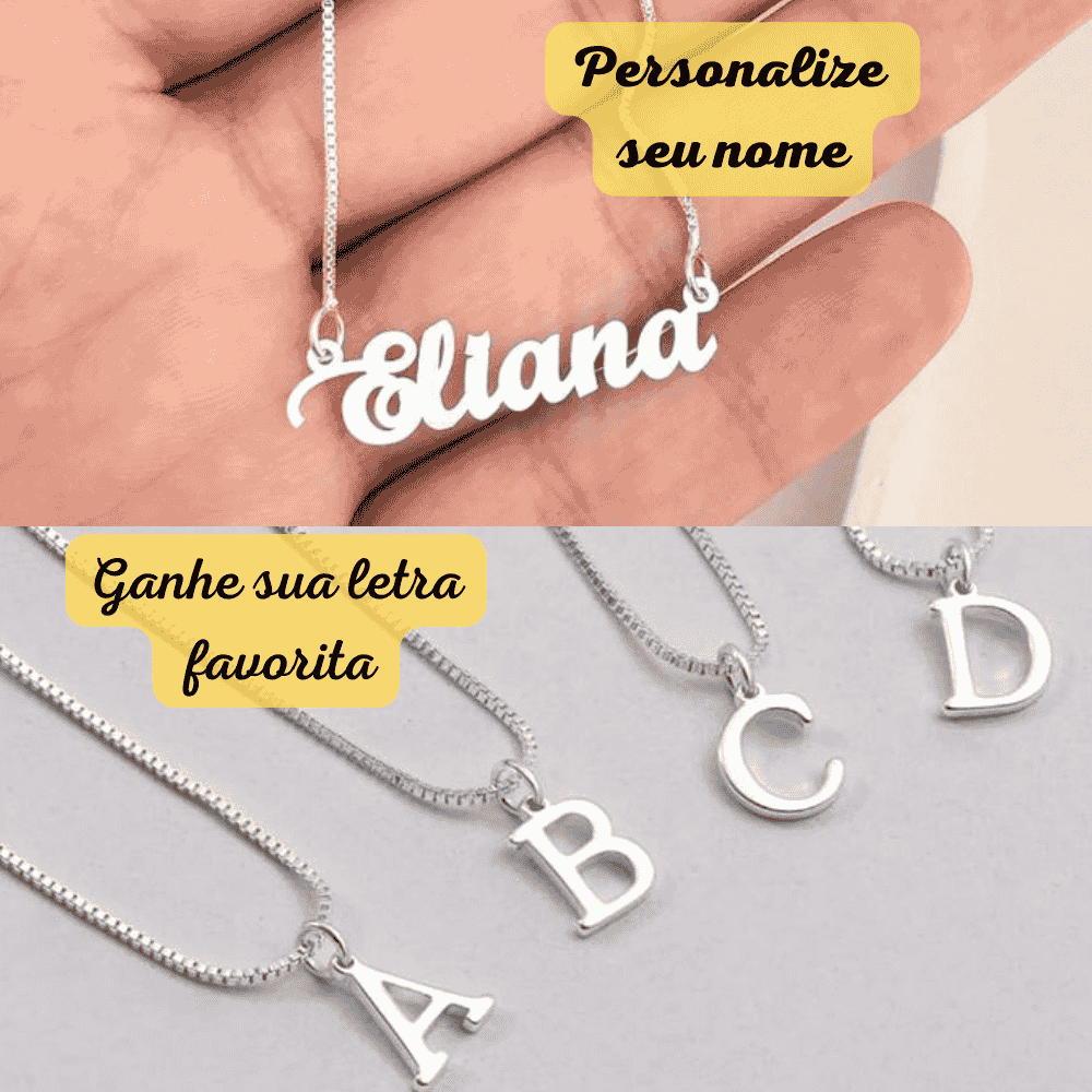 Colar Com Inicial Colar nome em prata 925 + Colar Inicial em prata 925 - Capitu Joias ...