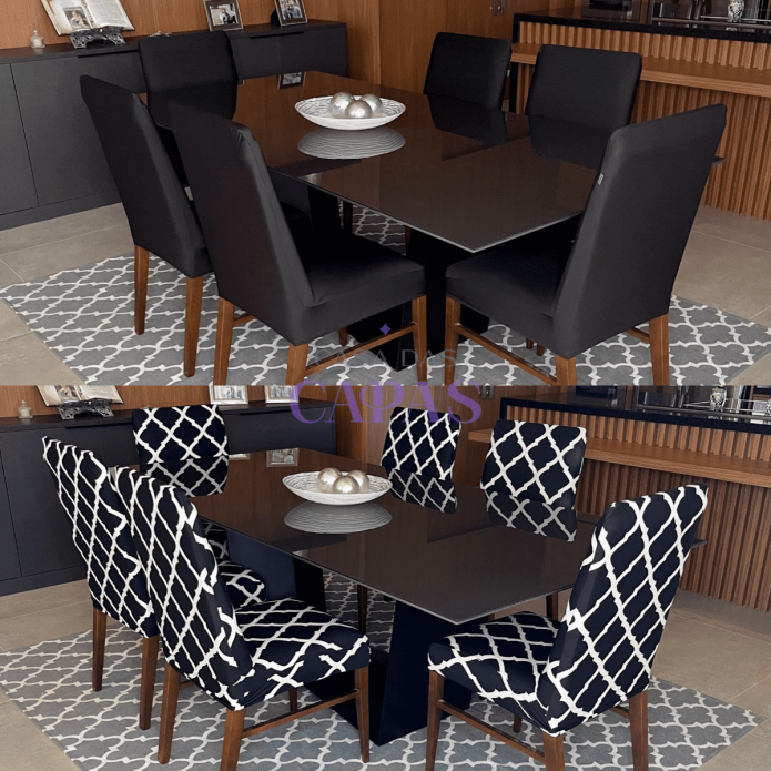 2 Kits de 6 Capas de Cadeira Spandex Vogue+ Preto + Brinde