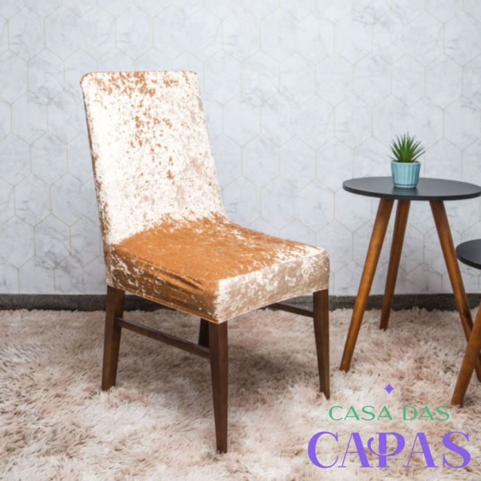 Capa de Cadeira Veludo #Caramelo
