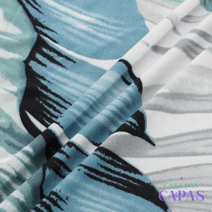 Capa de Sofá Spandex Premium - Folhagem Azul