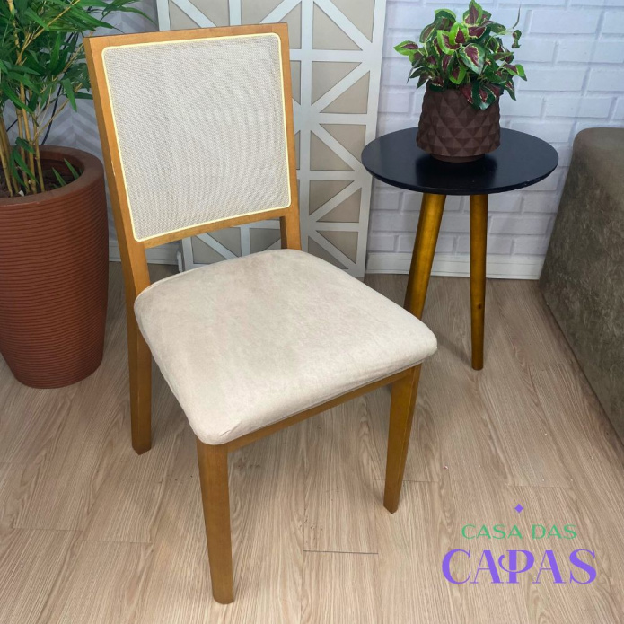 Capa para Assento de Cadeira  em Suede - Bege