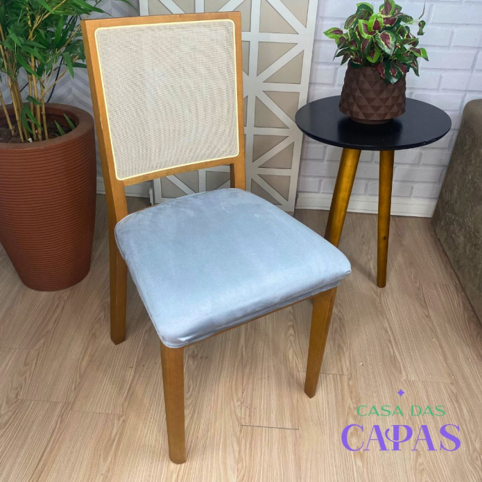 Capa para Assento de Cadeira  em Suede - Cinza Claro